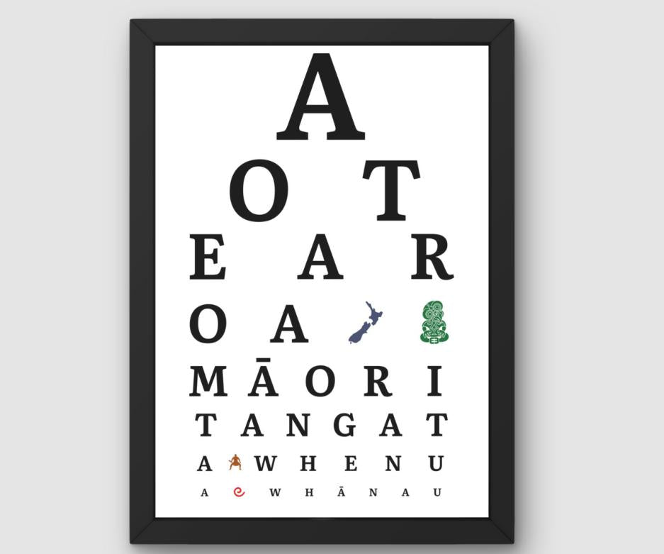 Aotearoa Eye Chart (Black/White)