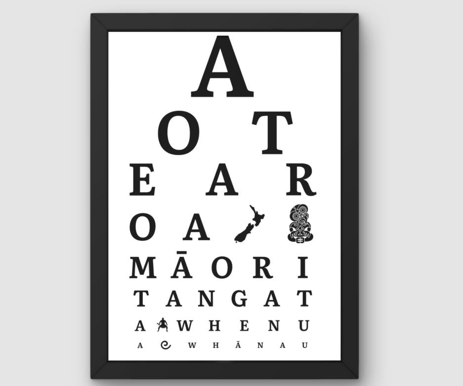 Aotearoa Eye Chart (Black/White)