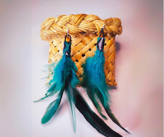 Blue & Green Long Feather