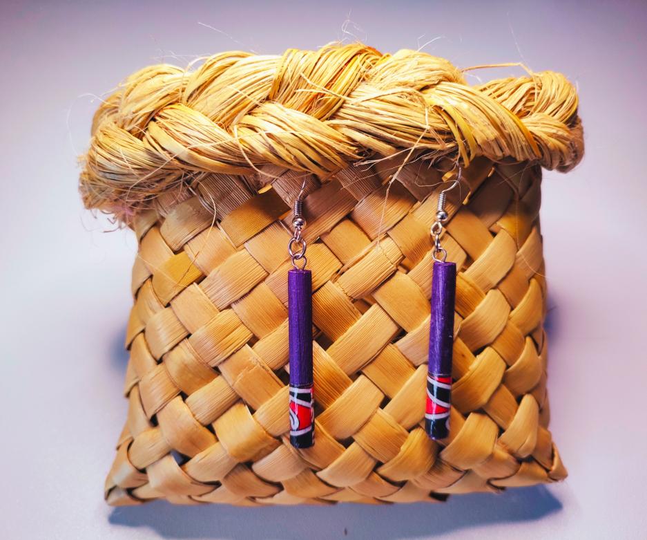 Tī Rākau Earrings – Single Purple | Perehana NZ